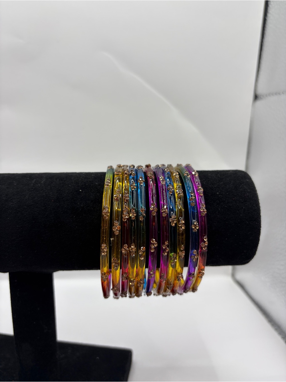 Multi-Color Floral Accent Bangle Bracelet Set - Women Jewelry
